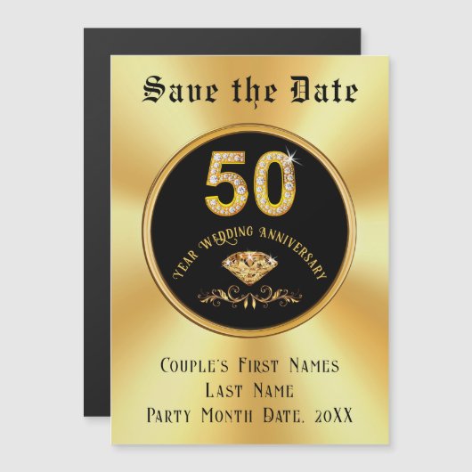 50e bruiloft Jubileum Save the Date Magnets, Magnetische Uitnodiging (Voorkant / Achterkant)