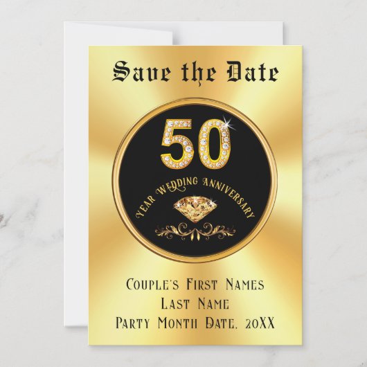 50e bruiloft Jubileum Save the Date Magnets, Magnetische Uitnodiging (Voorkant)