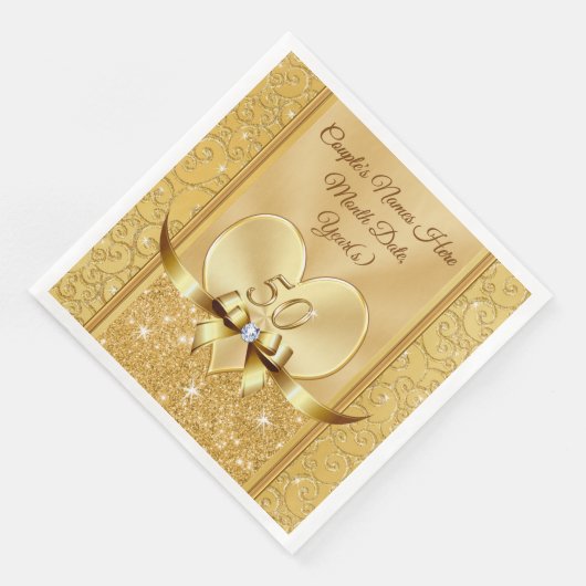 50e bruiloft Jubileum servetten gepersonaliseerd (Hoek)