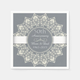 50e bruiloft Jubileum sierronde kant Servet