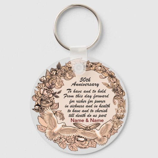 50e bruiloft Jubileum sleutelhanger (Voorkant)