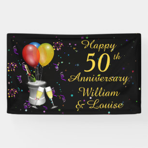 50e bruiloft Jubileum Sparking Wijn Viering Spandoek