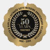 50e bruiloft Jubileum Sparkling Laurel Wreath Ornament Kaart (Achterkant)