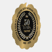 50e bruiloft Jubileum Sparkling Laurel Wreath Ornament Kaart (Rechts)