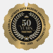 50e bruiloft Jubileum Sparkling Laurel Wreath Ornament Kaart (Voorkant)
