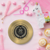 50e bruiloft Jubileum Sparkling Laurel Wreath Papieren Bordje (Feest)