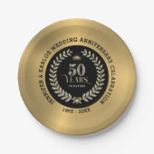 50e bruiloft Jubileum Sparkling Laurel Wreath Papieren Bordje (Voorkant)