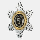 50e bruiloft Jubileum Sparkling Laurel Wreath Tin Sneeuwvlok Ornament (Rechts)