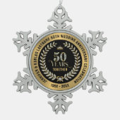 50e bruiloft Jubileum Sparkling Laurel Wreath Tin Sneeuwvlok Ornament (Voorkant)