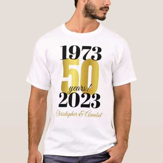 50e bruiloft Jubileum Typografie Datum T-shirt (Voorkant)