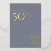 50e bruiloft Jubileum uitnodiging Dusty Blue (Voorkant)