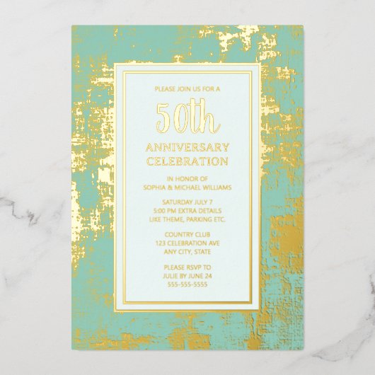 50e bruiloft Jubileum uitnodiging Golden (Voorkant)