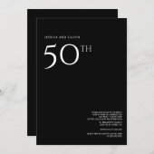 50e bruiloft Jubileum uitnodiging minimaal zwart (Voorkant / Achterkant)