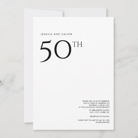 50e bruiloft Jubileum uitnodiging minimalistisch (Voorkant)