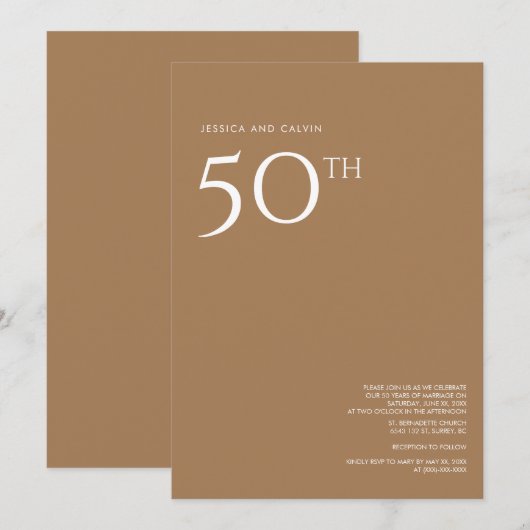 50e bruiloft Jubileum uitnodiging Roos Gold (Voorkant / Achterkant)