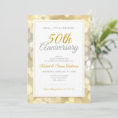 50e bruiloft Jubileum verrassingsbron | Gold Bokeh Kaart (Staand voorkant)