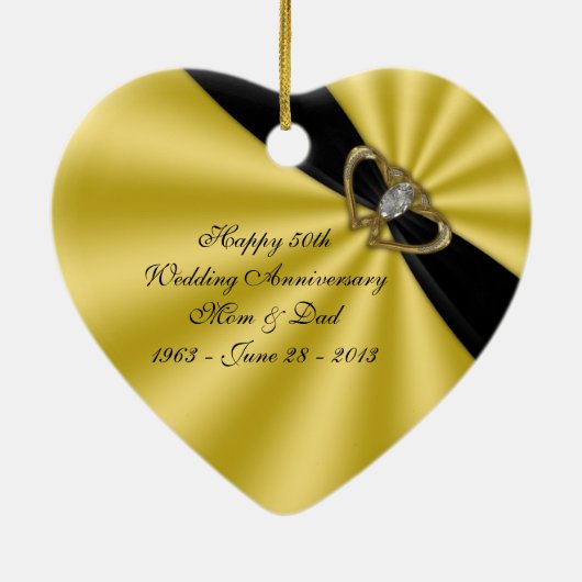 50e bruiloft Jubileum-versiering Keramisch Ornament (Achterkant)