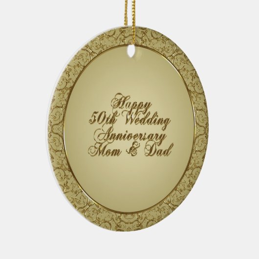 50e bruiloft Jubileum-versiering Keramisch Ornament (Rechts)
