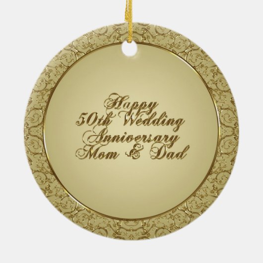 50e bruiloft Jubileum-versiering Keramisch Ornament (Achterkant)