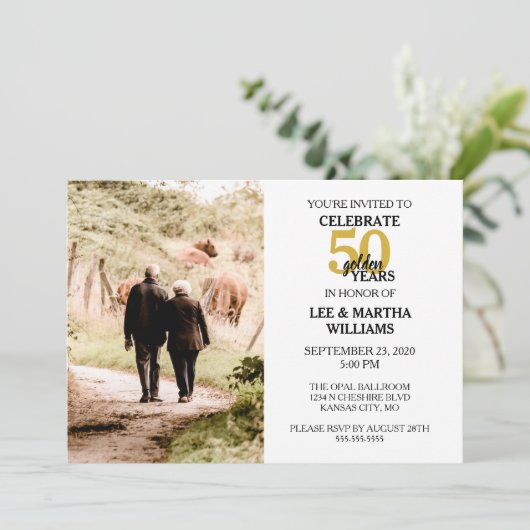 50e bruiloft Jubileum vieren 50 Gouden Jaren Kaart (Staand voorkant)