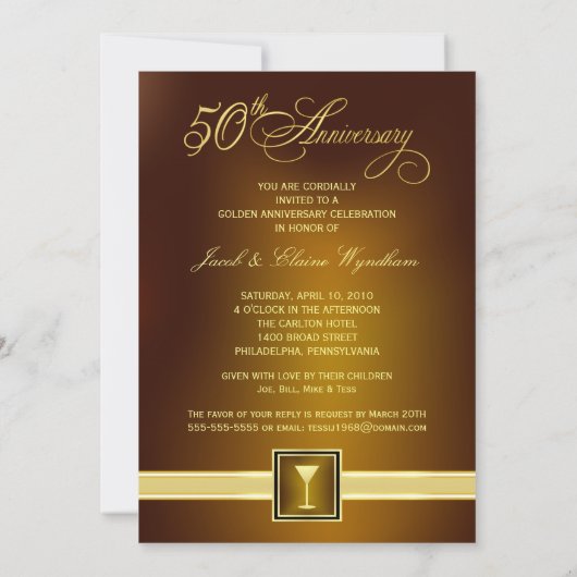 50e bruiloft Jubileum vieren - Moderne Kaart (Achterkant)