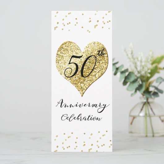 50e bruiloft Jubileum viering gouden Confetti Kaart (Staand voorkant)
