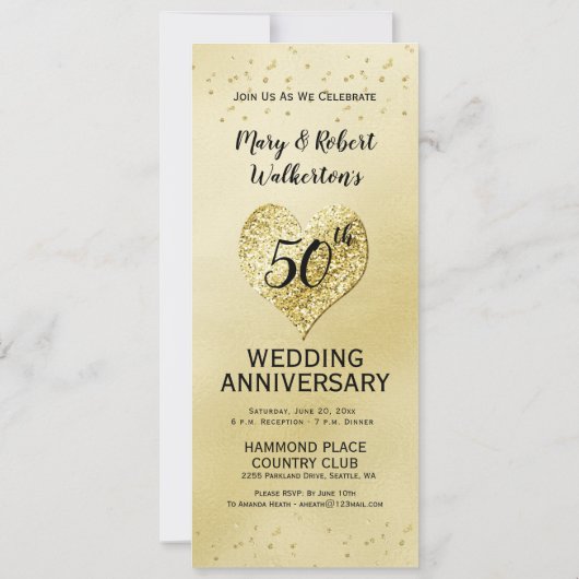 50e bruiloft Jubileum viering gouden Confetti Kaart (Achterkant)