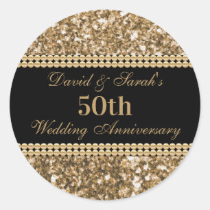 50e bruiloft Jubileum viering gouden glitter Ronde Sticker