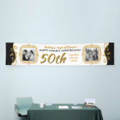 50e bruiloft Jubileum Voeg je foto Gold Black toe Spandoek (Beurs)