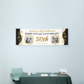 50e bruiloft Jubileum Voeg je foto Gold Black toe Spandoek (Beurs)
