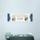 50e bruiloft Jubileum Voeg je foto's Blauw goud to Spandoek (Beurs)