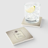 50e bruiloft Jubileum voetstuk Stenen Onderzetter (Zijkant)