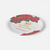 50e bruiloft Jubileum Waterverf Red Poinsettia Papieren Bordje (Gekanteld)