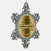 50e bruiloft Jubileum White Diamonds & Silver Tin Sneeuwvlok Ornament (Links)