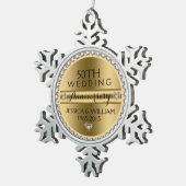 50e bruiloft Jubileum White Diamonds & Silver Tin Sneeuwvlok Ornament (Rechts)