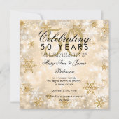 50e bruiloft Jubileum Winter Sparkle Gold Kaart (Voorkant)