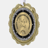 50e bruiloft Jubileum wit diamanten & goud Ornament Kaart (Links)