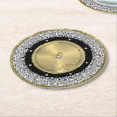 50e bruiloft Jubileum wit diamanten & goud Ronde Kartonnen Onderzetter (Gebogen)