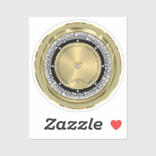 50e bruiloft Jubileum wit diamanten & goud Sticker (Vel)
