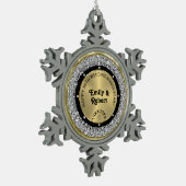 50e bruiloft Jubileum wit diamanten & goud Tin Sneeuwvlok Ornament (Links)