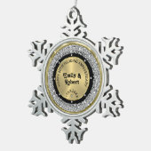 50e bruiloft Jubileum wit diamanten & goud Tin Sneeuwvlok Ornament (Rechts)