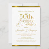 50e bruiloft Jubileum wit goud typografie Kaart (Voorkant)