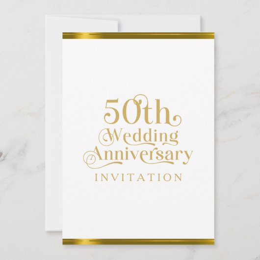 50e bruiloft Jubileum wit goud typografie Kaart (Achterkant)