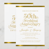 50e bruiloft Jubileum wit goud typografie Kaart (Voorkant / Achterkant)