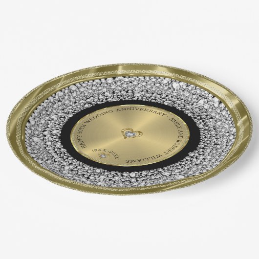 50e bruiloft Jubileum witte diamanten & goud Rou Papieren Bordje
