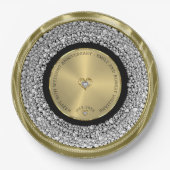 50e bruiloft Jubileum witte diamanten & goud Rou Papieren Bordje (Voorkant)