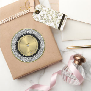 50e bruiloft Jubileum witte diamanten & goud Rou Ronde Sticker