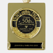 50e bruiloft Jubileum-zwart en goud Verguld Banner Ornament (Voorkant)