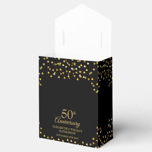 50e bruiloft Jubileum zwart en gouden harten Bedankdoosjes (Geopend)