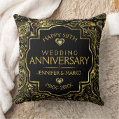 50e bruiloft Jubileum zwart en gouden ontwerp Kussen (Deken)